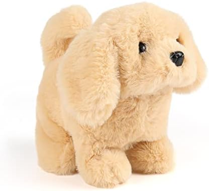 Hopearl Walking Dog Golden Retriever Interactive Electronic Pet Plush Toy Puppy Woof and Moving Animated Nodding Head Gifts for Toddlers Birthday, Brown, 7''