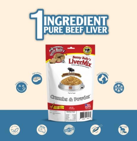 LiverMix Crumbs & Powder 1Lb - Freeze Dried Beef Liver Dog Treats, High Protein, Low Fat, Nutrient Rich, Healthy Snack for Dogs, All Natural Ingredients - (454g)