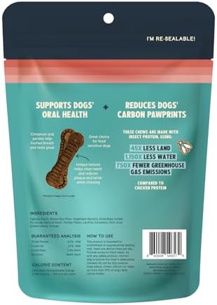 Jiminy's Dental Chews for Dogs, Cinnamon Flavor, Scientifically Proven to Improve Oral Health, Dental Bones Clean Teeth, Fight Bad Breath, and Removes Plaque and Tartar, Large, 7ct (Pack of 6)