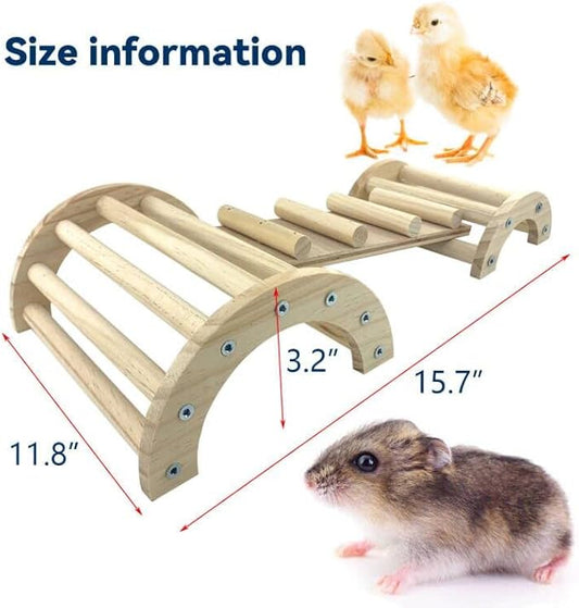 Chicken Perch Roosting Bar Jungle Gym Wooden Arch Bridge Platform Stand Ladder 3in1 Climbing Ramp Toys for Chick Hamsters Gerbils Mice Rodent and Small Animals