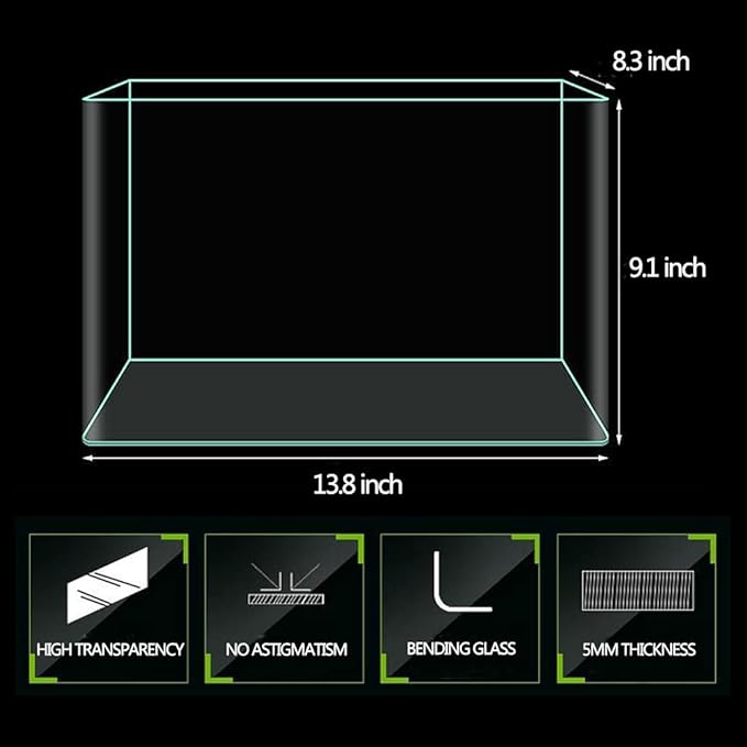 4 Gallon Aquarium Fish Tank,Rimless Aquarium Tank,13.8" L × 8.3" W × 9.1" H