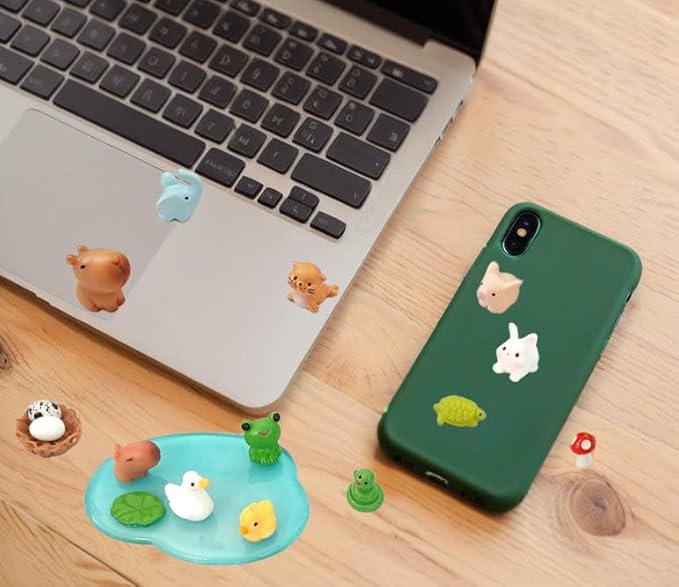 Mini Resin Animals Set, 46 Pcs, Tiny Resin Animal, Mini Resin Animals Bulk, Miniature Trees Moss for Garden Décor Micro Landscape Ornaments Kit Fairy Garden Dollhouse Accessories