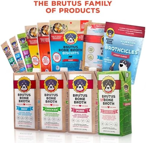 Brutus Bone Broth Biscuits (Pork and Apple) - Natural Treats - Healthy Dog Biscuits with Real Pork, Bone Broth and Apple for Healthy Joints - 18 Grams of Protein - 8 OZ (Pack of 6)