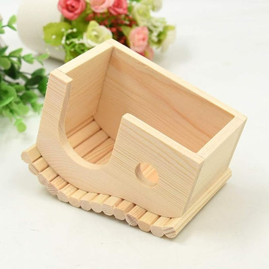 balacoo Wooden Hut Hideout for Hamsters Natural Solid Nesting House Entrance Small Habitat for Pet Promotes Chewing Instincts and Exploration