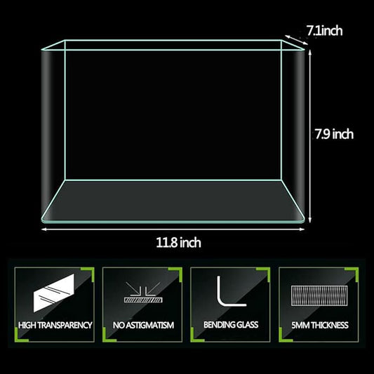 3 Gallon Aquarium Fish Tank, Rimless Aquarium Tank, 11.8" L × 7.9" H × 7.1" W