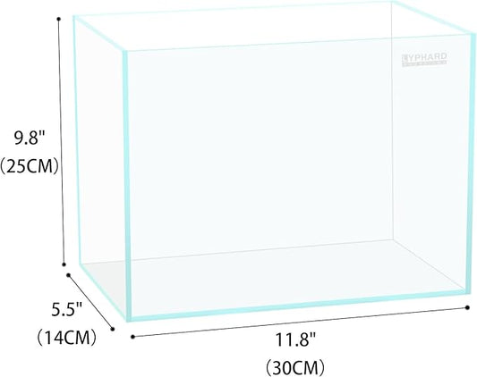 2.5 Gallon Rimless Aquarium Tank, Ultra Clear Low Iron Nano Fish Tank for Betta Shrimp, L11.8×W5.5×H9.8 Glass Thickness 5mm with EVA Foam Leveling Mat