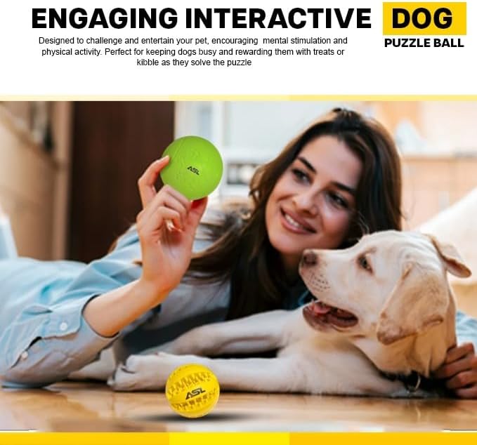 Interactive Dog Treat Ball, 2-Pack Durable Chew Balls for Puppies and Dogs Enrichment Toys for Large Dogs & Small Dogs, Durable Balls for Teeth Cleaning/IQ Training/Chewing