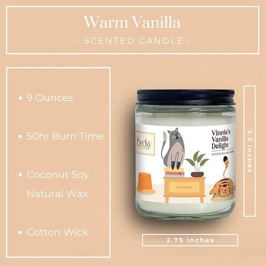 9oz Pet Odor Eliminator Deodorizer Candle, Long-Lasting Vanilla Scented, Non Toxic, Natural Plant-Based Wax Blend