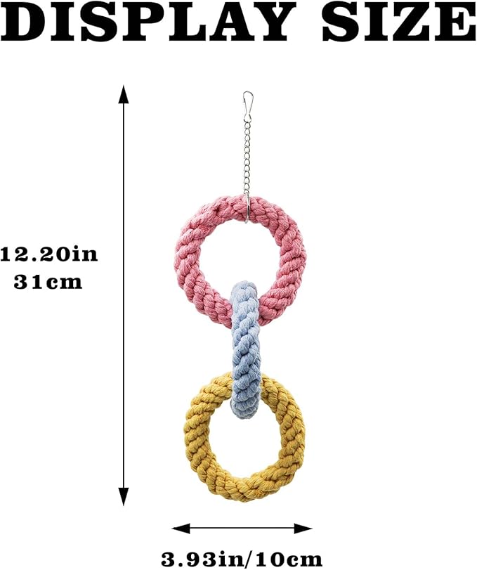 2 Pack Sugar Glider Hanging Three-Ring Climbing Toys, Colorful Sugar Glider Swing Toys, Sugar Glider Hamster Rats Toys, Cage Accessories for Sugar Glider Ferret Hamster Squirrel Chinchilla Parrots