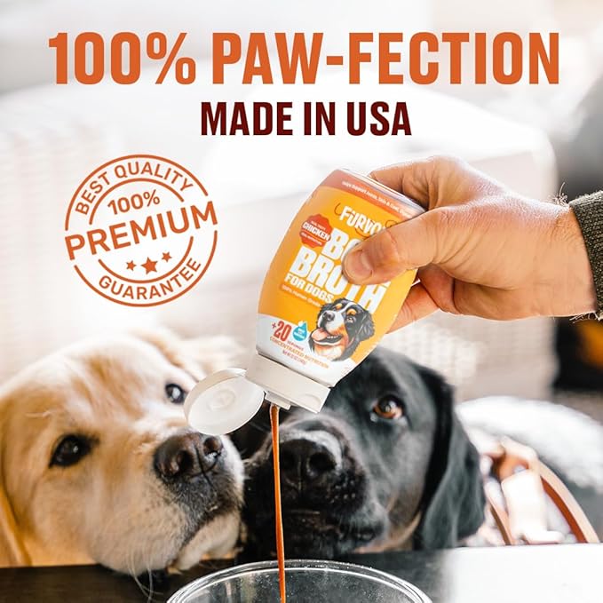 Chicken Bone Broth Concentrate for Dogs - Collagen Protein Supplement for Digestion, Mobility, Coat, Immune System, Joints - Healthy Dog Food Topper - Human Grade, Made in USA (12 oz, 20 Servings)