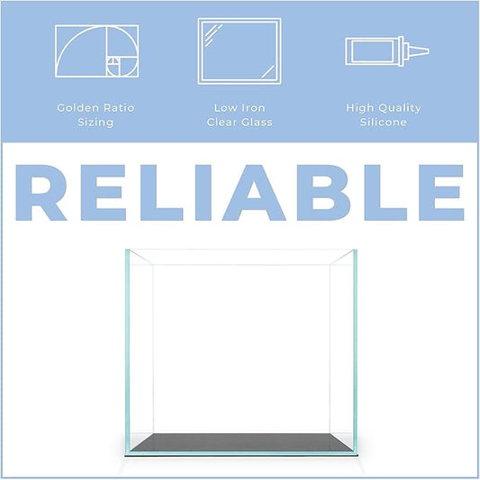 2 Gallon Clear Glass Cube Rimless Tank - Space Saving Aquarium - 7.87 x 7.87 x 7.87 inches
