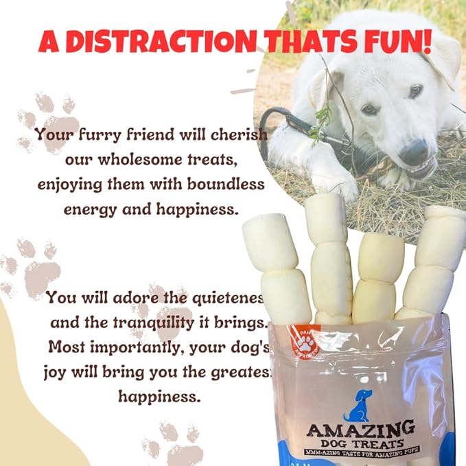 Amazing Dog Treats - Beef Cheek Rolls (6 Inch Regular - 8 Pcs) - No Hide - Safe Rawhide Alternative Dog Chew - Great for Power Chewers - Long Lasting Dog Chew - No Splinters - Retriever Rolls For Dogs