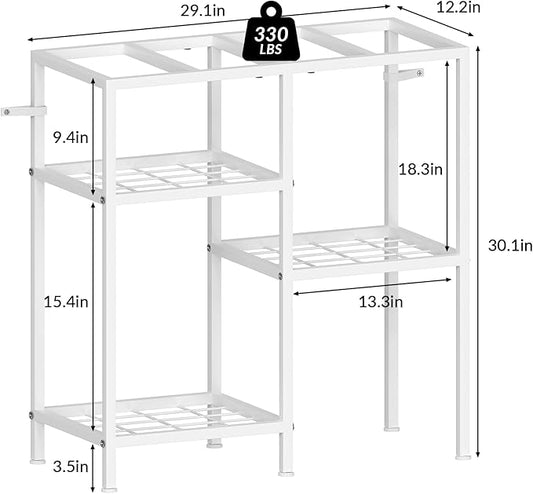 YBING Fish Tank Stand 20 Gallon Aquarium Stand Aquarium Turtle Tank Reptile Tank Stand with 3-Tier Small Metal Shelf (White)