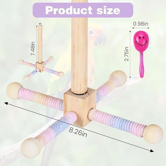 Wooden Perches for Bird Cages -360° Rotating Interactive Bird Perches for Cage,Suitable for Small and Medium-Sized Birds,Conure Budgies Cockatiels Lovebird Mynah Finches