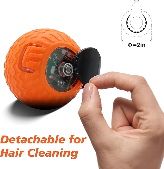 2Pcs Interactive Cat Toy for Indoor Cats, Speedy Ball with Tail, Automatic Moving Cat Balls for Bored Indoor Adult Cats, 360°Automatic Rolling Ball Toy, Two Speed Adjustment(Orange&Blue)