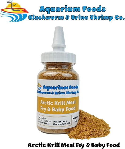 Aquatic Foods Inc. Arctic Krill Meal/Powder for Tropical Fish Fry and Babies, Nano & Micro Fish, Corals and Anemones…2oz Squeeze Bottle