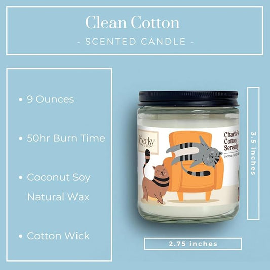 9oz Pet Odor Eliminator Deodorizer Candle, Long-Lasting Cotton Scented, Non Toxic, Natural Plant-Based Wax Blend