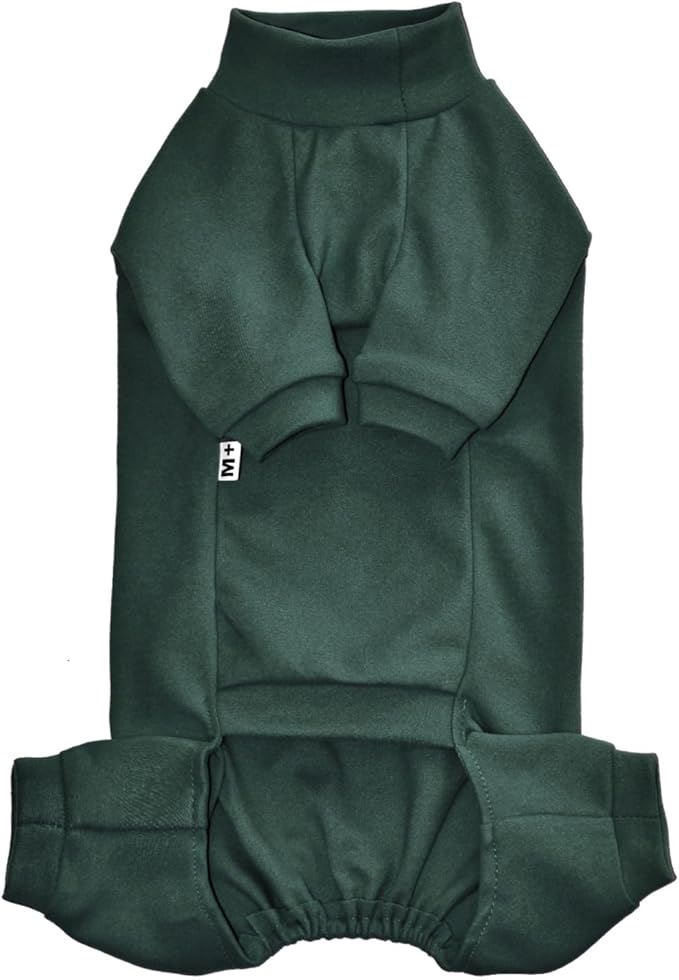 Sphynx Cat Four Leg Warm Fleece Pajamas Elastic Pet Clothes for Hairless Cats Surgery Recovery Suit for Sphynx, Devon, Cornish (Green, M+ (7-8.6 lbs))