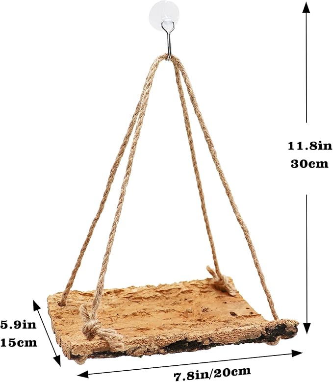 Hermit Crab Climbing Toy, Natural Wooden Reptile Swing Toy, Pet Cage Tank Aquarium Accessories for Hermit Crab Lizard Chameleon Hamster Guinea Pig Chinchilla Bird Parrot