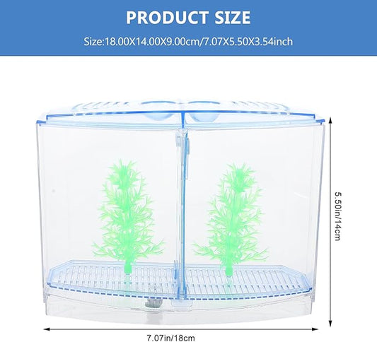 Mipcase Small Betta Fish Tank Mini Goldfish Tank with Divider Acrylic Small Aquarium for Shrimp Beta Fish