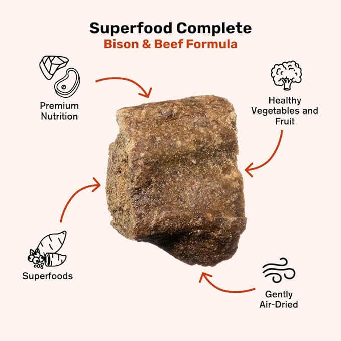 Superfood Complete, Air-Dried Adult Dog Food - High Protein, Zero Fillers, Superfood Nutrition by Katherine Heigl (64 oz, Beef & Bison Formula)