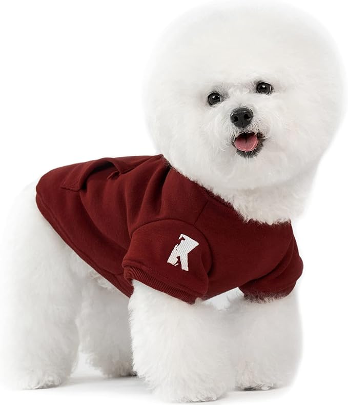 Koneseve Dog Hoodie Fleece Puppy Clothes Warm Sweater with Hat for Small Dogs Cat Hooded Shirt Kitten Pet Basic Hoodies Sweatshirt with Pocket Doggie Soft Winter Coat Apparel (Red; XL)