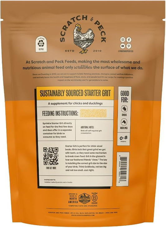 Scratch and Peck Starter Grit Supplement for Chickens and Ducks - 7 lbs Bag - Essential Supplement for Gizzard and Digestive Health - Sustainably Sourced