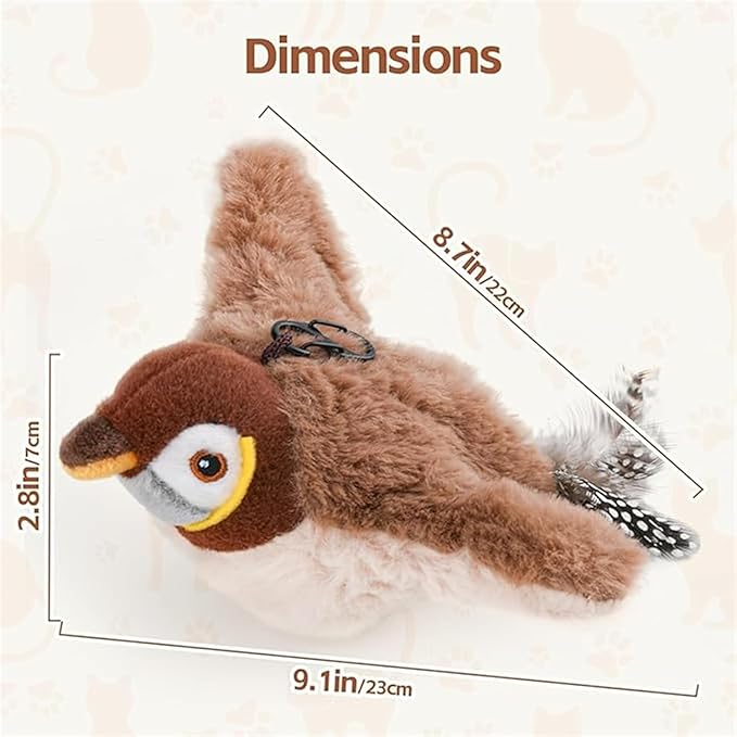 Flappy Bird Toy for Cats, Interactive Chirping Flying Bird Cat Toy, Flying Interactive Simulation Electric Sparrow Shaking Bird, Rechargeable Fun Toy for Indoor Cats (2pcs) (1pcs)