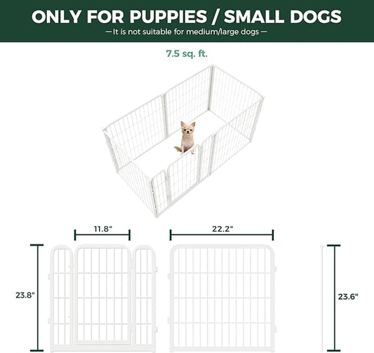 FXW Homeplus Unleashed Indoor Dog Playpen - Stress-Free and Safe Play, Heavy Duty 24 Inch 6 Panels Dog Pen for Puppy and Small Dogs, White│Patented