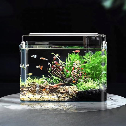 0.9 Gallon Aquarium Fish Tank,Rimless Aquarium Tank,7.1" L × 5.1" W × 5.9" H