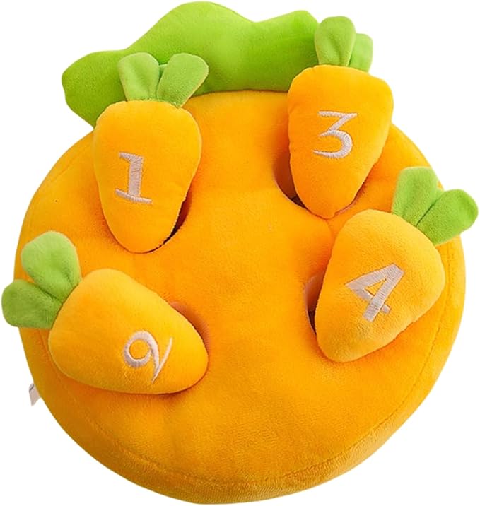 Hamiledyi Rabbit Foraging Toys Bunny Plush Puzzle Toy Carrots Snuffle Mat for Chinchilla Guinea Pig Ferret Rat Entertainment (Yellow)