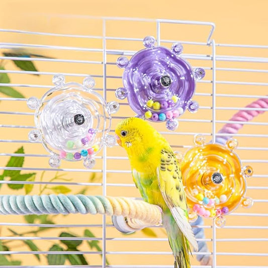 Parakeet Toys, Small Parrot Rotating Interactive Training Toys, Parrot Cage Bird Toy Accessories, Budgies, Cockatiels, Lorikeets, Love Birds, Parakeet Educational Interactive Supplies (Yellow)