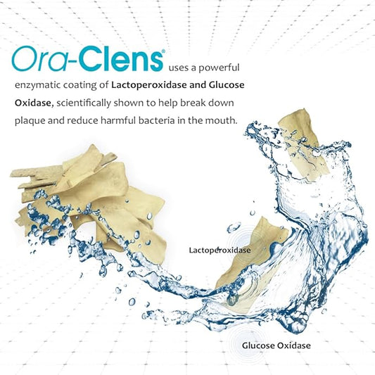 Oral Hygiene Chews for Large Dogs-Enzymatic Dental Treats for Daily Oral Care, Cleans Teeth and Freshens Breath, Reduces Plaque, Bacteria and Tartar Build Up Without Brushing-30 Chews