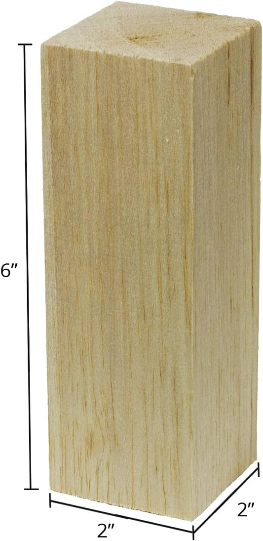 Super Bird Creations SB50018 Balsa Wood Blocks - Bird Toys for Parrots - Unfinished Bird Chew Blocks, Wooden Balsa Cubes Material for Crafting and Whitlling Carving - Small Bird Size, 2x2x6, 4 Pieces