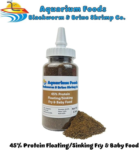 Aquatic Foods Inc. 45% Protein Floating/Sinking Vitamin Enriched Food for Tropical Fish Fry, Babies, Guppies, Tetras, Bettas, Nano Fish, Corals, Anemones, Reef Tanks…3.5oz Squeeze Bottle