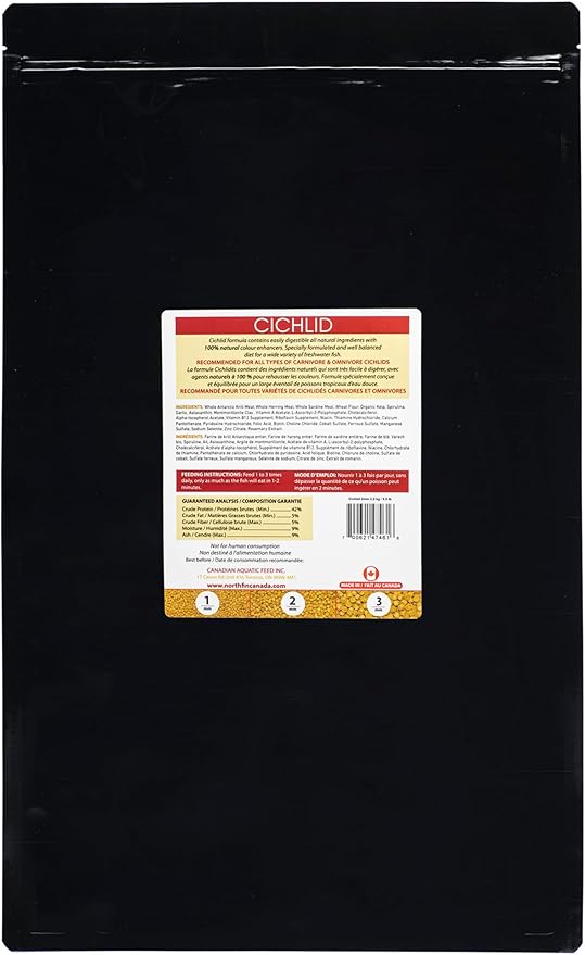 NorthFin Cichlid Formula Fish Food – Slow Sinking Pellets for Cichlids (2mm, 2.5kg) | Premium High-Protein, All-Natural Cichlid Diet to Enhance Color & Growth – No Fillers, No Hormones, Made in Canada