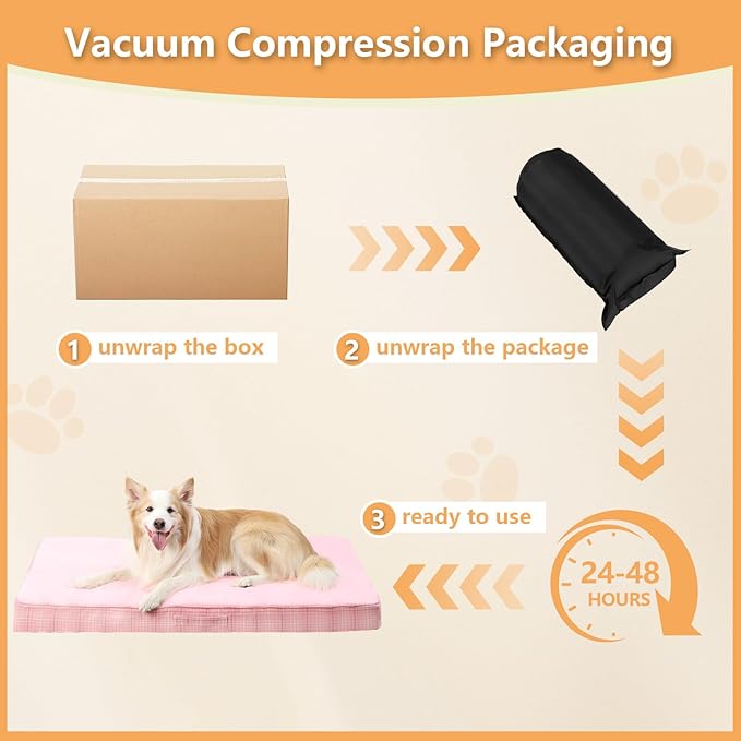MIHIKK Washable Orthopedic Dog Bed for Large Dogs, L Waterproof Pet Bed with Egg Crate Foam Strong Support, Machine Washable Cover & Anti-Slip Bottom & Durable Zipper 35x22(Pink)