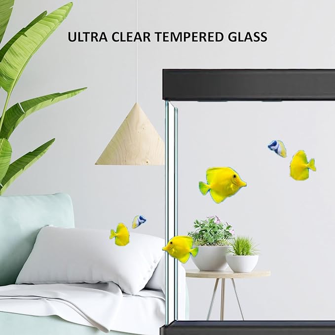 250 Gallon Aquarium Tempered Ultra-Clear Glass with Complete Setup in Black with Gold Trims