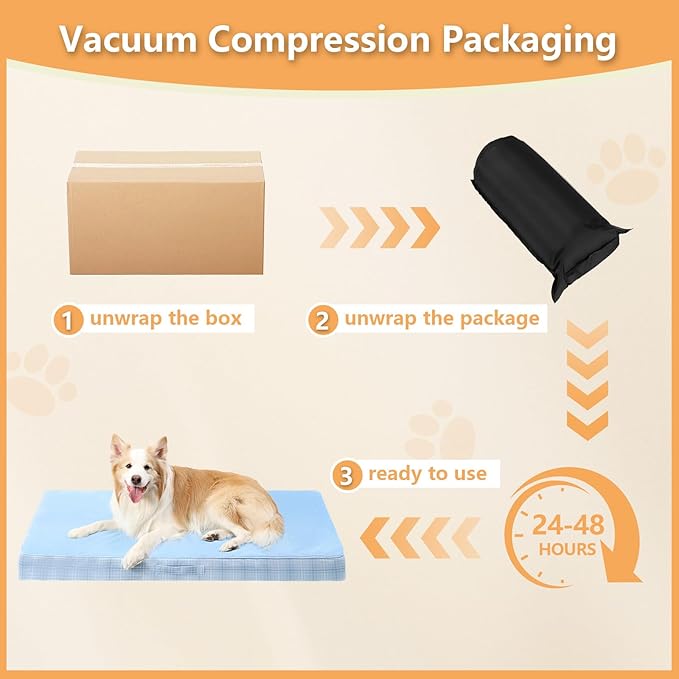 MIHIKK Washable Orthopedic Dog Bed for Large Dogs, XL Waterproof Pet Bed with Egg Crate Foam Strong Support, Machine Washable Cover & Anti-Slip Bottom & Durable Zipper 41x27(Blue)