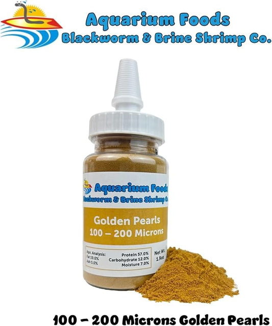 Aquatic Foods Inc. Golden Pearls 100-200 Microns for Tropical Fish Fry and Babies, for Corals, Anemones, Reef Tanks…1.9oz Squeeze Bottle