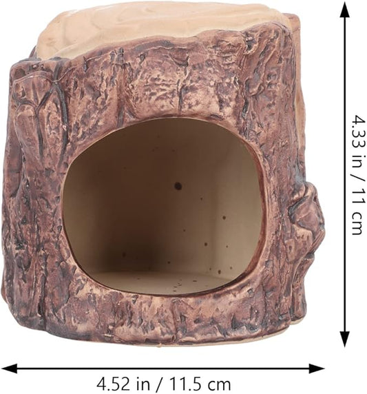 Yardwe Ceramic Hamster Nest - Stylish Forest Design Pet Hideout for Hamsters Rats and Gerbils, 4.52 X 4.52 X 4.33 Inch