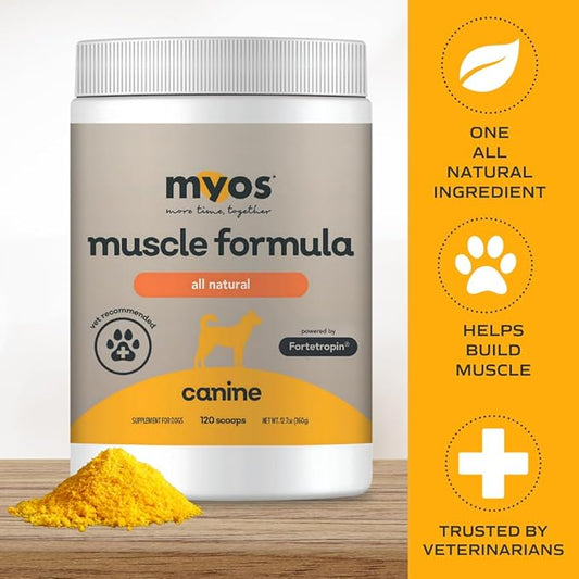 MYOS Canine Muscle Formula - All-Natural Muscle Building Supplement - Helps Reduce Muscle Loss in Dogs Due to Normal Aging and Improves Recovery from Injury or Surgery