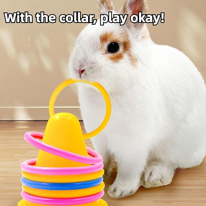 Rabbit Training Ring Toy, Rabbit Interactive Toy, Bunny Educational Toys with 5 Rings, Stacking Color Rings Random Color (Green)