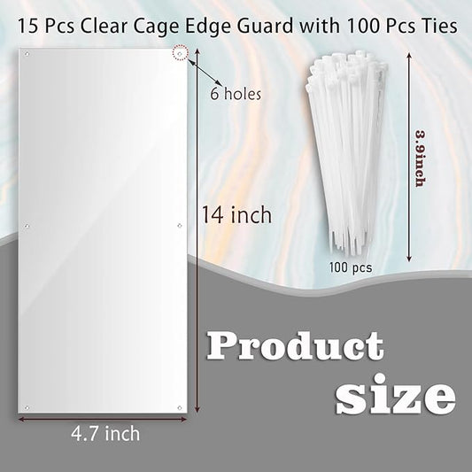 15 Pcs Pet Cage Liner, 14'' x 4.7'' Hamster Cage Rabbit Cage Liner Urine Guard Clear Cage Edge Liners for Bunny Guinea Pig Hamster Ferret Chinchilla Birds Small Animals Cage Accessories