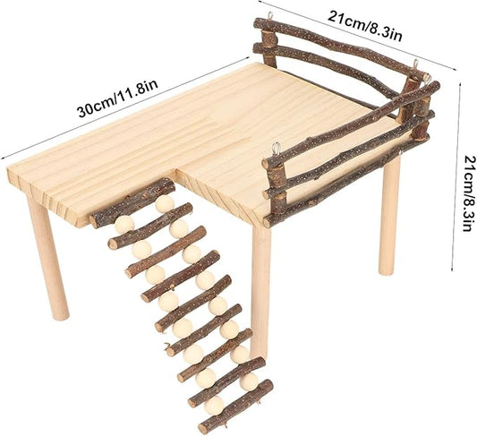 Hamster Platform, Wooden Reptile Bridge, Hamster Enrichment Toys for Guinea Pigs, Chinchilla, Gerbils, Squirrels, Reptiles and Other Small Pets