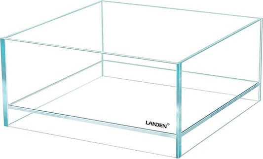 LANDEN Glass Air Aquarium Tank Multi-Scene Landscape Aquarium, 1.6Gallon Rimless Low Iron Shallow Tank,10.63" W×10.63" D×4.72" H (27cmx27cmx12cm) 5mm Thickness