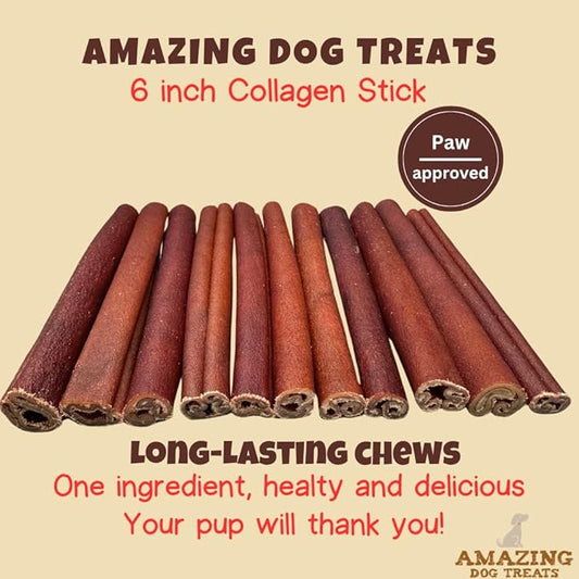 Amazing Dog Treats - 6 Inch Bulk Collagen Sticks for Dogs - (150 Count) - Collagen Sticks for Dogs - No Hide Dog Bones