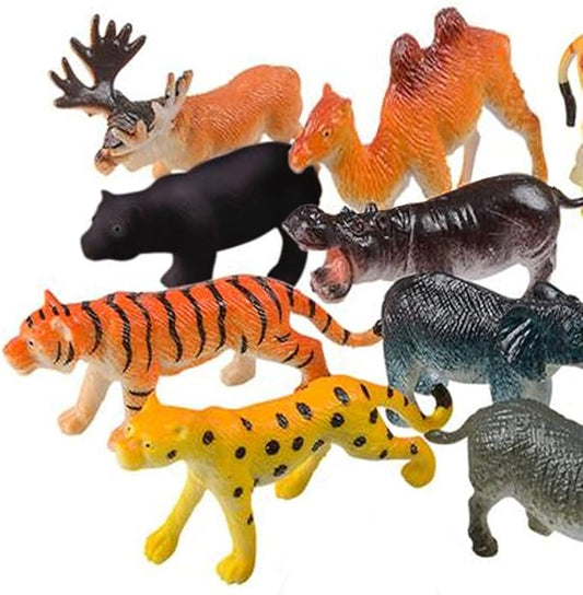 ArtCreativity Safari Animal Figurines Set for Kids - Pack of 12, Assorted 2.5" Small Plastic Animal Toys Bulk, Fun African Zoo Party Favors, Mini Cake Topper Decorations, Jungle Themed Birthday Gift