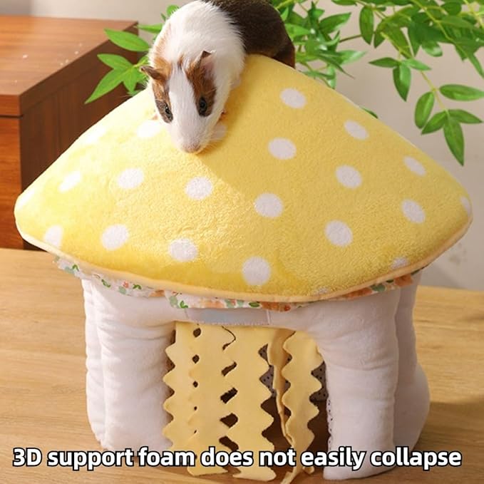 Guinea Pig Hideout, Mushroom Shaped Guinea Pig Tunnel, Small Animal Cage Accessories for Bunny, Hamster, Chinchilla, Ferret, Rabbit and Other Small Pets (Medium)