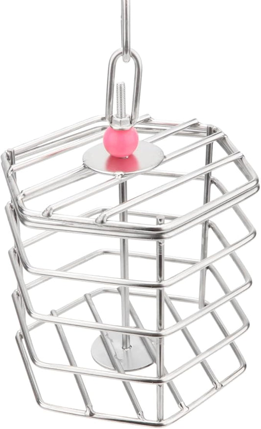 Bird Stainless Steel Foraging Feeder Parrot Hanging Feeding Box for Macaw African Grey Cockatoo Cockatiel Amazon Cage (Foraging Feeder)
